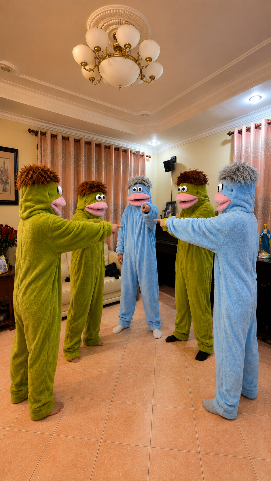 Wearing the FroggedUp Onesie on the couch